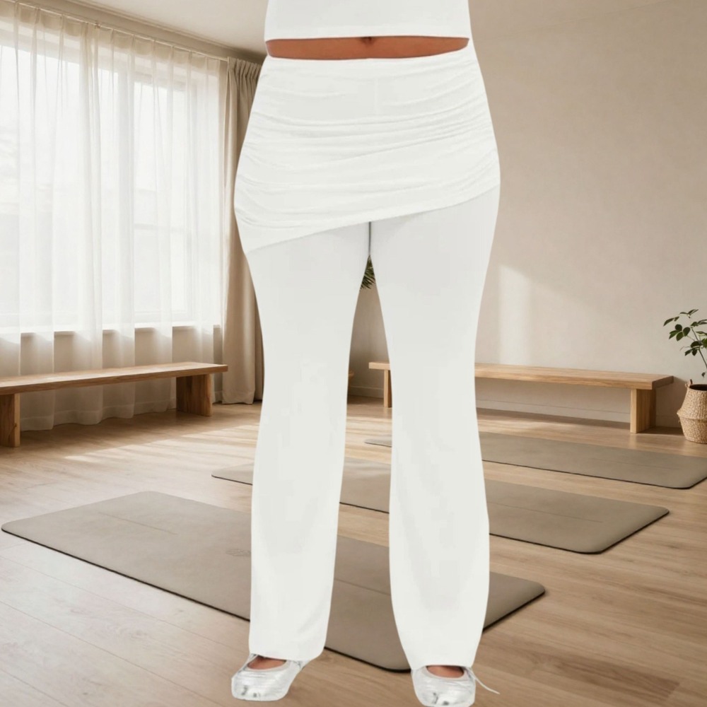 Girlfriend Collective White Paloma Skirted Wide Leg Yoga Pants XXXL NWT 2737